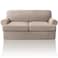 PrinceDeco T Cushion Loveseat Slipcover 3 Pieces Sofa Covers for T Cushion Sofa Stretch Slip Covers for 2 Cushion Couch with 2 Individual T Shape Seat Covers Width Up to 76 Washable Sand