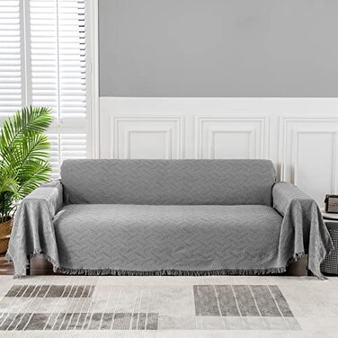MEETSKY Sofa Covers Couch Cover Sectional L Shape Couch Blanket Cover Sofa Slipcovers for Most Shape Sofas Washable Thick Soft Throws Cover Blankets for Living RoomXXLarge 91 x 134 Grey