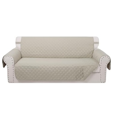 Luxshare Home Reversible Couch Cover for 3 Cushion Couch for Pet Friednly Sofa Cover for Dogs Water Resistant Furniture Protector Washable with Elastic StrapsSofaBeigeBeige