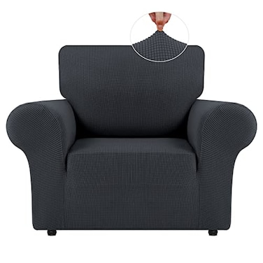 LURKA Stretch Chair Sofa Slipcovers 1 Piece Couch Covers for Sofa Furniture Protector Full Sofa Covers with Elastic Bottom for Kids and Dog Small Dark Grey