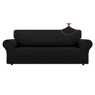 LURKA Stretch Oversized Sofa Slipcovers 1 Piece Couch Covers for 3 Cushion Couch Sofa Furniture Protector Full Sofa Covers with Elastic Bottom for Kids and Pet XLarge Black