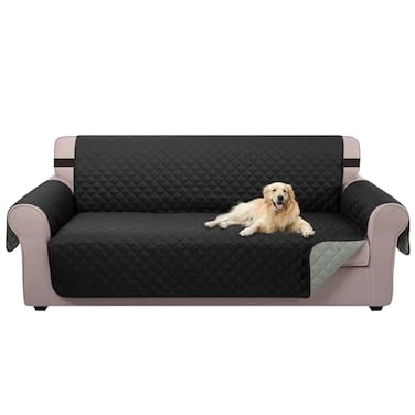 U-NICE HOME UNICE HOME Reversible Sofa Cover Couch Cover for Dogs with Elastic Straps Water Resistant Furniture Protector for Pets Couch Cover for 3 Cushion Couch Sofa BlackGrey