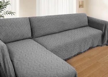HOMERILLA Sectional Couch Covers 2 Pieces L Shaped Sofa Cover for Sectional Couch L Shape Washable Blanket Furniture Protector for Pets Dogs Dark Grey XLarge