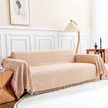 Deep Dream Sofa Cover Sectional Couch Covers Couch Covers for 3 Cushion Couch Couch Cover for Dogs Geometrical Jacquard Fabric Sofa Cover XXLarge 91 x 134 Brown