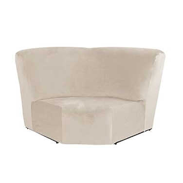 MIFXIN Corner Sofa Cover 1 Piece Velvet Stretch Corner Couch Cover for Sectional Recliner Sofa Slipcover Reclining L Shape Sofa Couch Additional Seat Beige