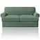 PrinceDeco T Cushion Loveseat Slipcover 3 Pieces Sofa Covers for T Cushion Sofa Stretch Slip Covers for 2 Cushion Couch with 2 Individual T Shape Seat Covers Width Up to 76 Loden Frost