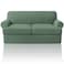 PrinceDeco T Cushion Loveseat Slipcover 3 Pieces Sofa Covers for T Cushion Sofa Stretch Slip Covers for 2 Cushion Couch with 2 Individual T Shape Seat Covers Width Up to 76 Loden Frost