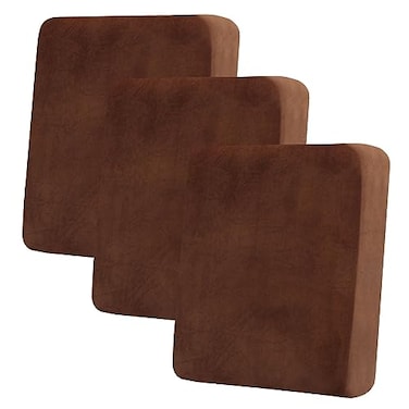 hyha Velvet Couch Cushion Covers Soft Sofa Seat Covers for sectional 3 Cushion Couch Washable Magic Sofa Slipcover with Elastic Bottom NonSlip Furniture Protector for Pets Kid3PC Brown