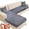 NAISI Sectional Couch Cover 4 Pieces Velvet Separate Couch Cushion Covers L Shape Soft Stretch Sofa Slipcovers with 2pcs Pillowcases for LeftRight Chaise Sectional Couch3 Seater1 ChaiseDark Grey