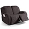 Ruaozz Recliner Sofa Covers Recliner Chair Covers Loveseat Recliner Slipcovers with Pockets Washable Furniture Protector with Elastic Bottom 2 Seater Chocolate