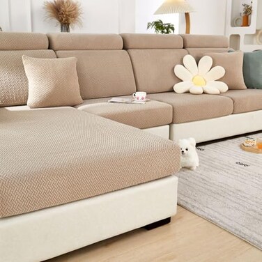 Disayu Sofa Covers Couch Covers for Sofa Pet Friendly Couch Cushion Covers Universal Sofa Covers Washable Stretch Slipcovers for Sectional Sofa Texture Light CoffeeBack Cover L