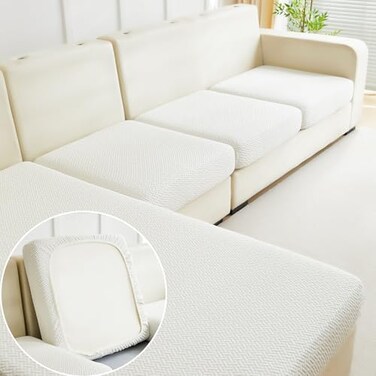 Disayu Sofa Covers Couch Covers for Sofa Pet Friendly Couch Cushion Covers Universal Sofa Covers Washable Stretch Slipcovers for Sectional Sofa Texture Ivory WhiteLarge Single Seat Cover