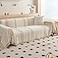 DREAMINGO Couch Cover Reversible Chenille 3 Seat Sofa Covers for Pet Kids Beige Coffee Couch Protector for 3 Cushion Couch Sofa Vertical Stripe Jacquard Sofa Slipcover Sectional 71x134