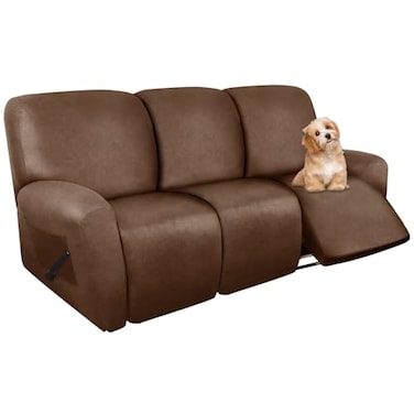 molasofa Recliner Sofa Covers Leather Like Recliner Sofa 3 Seater Recliner Couch Covers for 3 Cushion Couch 8 Pieces Washable Stretch Reclining Sofa Slipcovers Brown