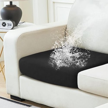 NAISI Waterproof Couch Cushion Covers Thick Velvet Fabric Washable Sofa Slipcovers 1 Piece Individual Sectional Couch Covers with Elastic Bottom1 PC for Seat Cushion or BackrestBlack