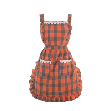 Aoomzoon Funny Aprons for Women with Pockets Kitchen Cooking Grilling Bbq Cute Chef Apron Mothers Day Birthday Gifts for Women OrangePlaid