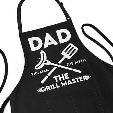 APRON DADDY Apron for Dad The Man The Myth The Grill Master Adjustable Large 1 Size Fits All PolyCotton Apron with 2 Pockets Grill Gift Apron for Father Husband Chef
