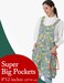 APRONNER Cozy Adjustable Cross Back Aprons for Women with Pockets Cotton Linen Cooking Kitchen Baking Colorful Floral