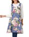 APRONNER Cozy Adjustable Cross Back Aprons for Women with Pockets Cotton Linen Cooking Kitchen Baking Colorful Peonies