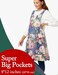 APRONNER Cozy Adjustable Cross Back Aprons for Women with Pockets Cotton Linen Cooking Kitchen Baking Colorful Peonies