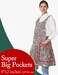 APRONNER Cozy Adjustable Cross Back Aprons for Women with Pockets Cotton Linen Cooking Kitchen Baking Plum Blossom