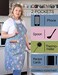APRONNER Cotton Linen Baking Plus Size Aprons for Women with Pockets Kitchen Cooking 2X3X Blue Flowers