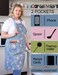 APRONNER Cotton Linen Baking Plus Size Aprons for Women with Pockets Kitchen Cooking 2X3X Blue Flowers