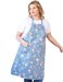 APRONNER Cotton Linen Baking Plus Size Aprons for Women with Pockets Kitchen Cooking 2X3X Blue Flowers