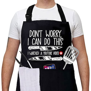 cusugbaso Funny Aprons for men Chef Cooking Aprons One Size with Three Pockets Funny Grill Gifts for Men Dad Husband Cooking Chef Aprons for Birthday Christmas Fathers Day