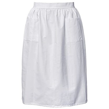 Geyoga Chef White Server Apron for Women Man with Pockets Maid Bistro Work Apron Vintage Kitchen Cooking Chef Costume