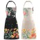 IHFAIO Apron for Women with Pockets 2 Pcs Waterproof Floral Apron with Adjustable Neck Strap for Cooking Baking Gardening Crafts