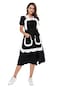 LilMents Womens Ruffles Outline Retro Pockets Apron Kitchen Cooking Cleaning Maid Costume Black