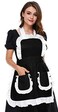 LilMents Womens Ruffles Outline Retro Pockets Apron Kitchen Cooking Cleaning Maid Costume Black