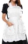 LilMents Womens Ruffles Outline Retro Pockets Apron Kitchen Cooking Cleaning Maid Costume White