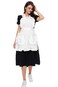 LilMents Womens Ruffles Outline Retro Pockets Apron Kitchen Cooking Cleaning Maid Costume White