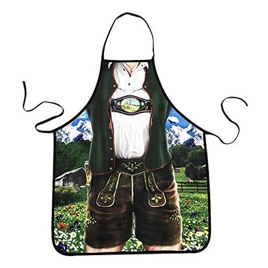 MOMOONNON Creative Bavarian Tracht Lederhosen Apron Oktoberfest Bavarian Funny Apron Kitchen Cooking Grilling BBQ Baking Aprons for Men