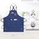 OUNLEN Chef Apron for Men Women Canvas Aprons with 3 Pockets Cross Back Resistant Work Apron for Cooking Grilling Baking BBQ Barber Kitchen Blue