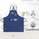 OUNLEN Chef Apron for Men Women Canvas Aprons with 3 Pockets Cross Back Resistant Work Apron for Cooking Grilling Baking BBQ Barber Kitchen Blue