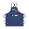 OUNLEN Chef Apron for Men Women Canvas Aprons with 3 Pockets Cross Back Resistant Work Apron for Cooking Grilling Baking BBQ Barber Kitchen Blue