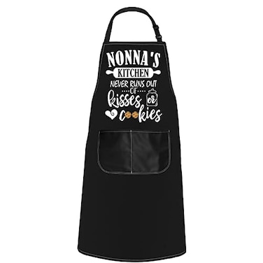 POFULL Nonna Kitchen Apron Nonna Gift Nonnas Kitchen Never Runs Out Of Kisses and Cookies Nonnas Kitchen Apron