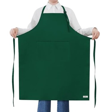 ROTANET Extra Large Apron for Men Adjustable Bib Aprons with 2 Pockets Cooking Kitchen Bbq Grilling Big for Women Chef Water Oil Resistant Green