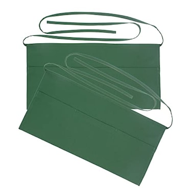 SEW UR LIFE 2SET Green Resist Water Waist Apron 3 Big Pockets Servers Half Apron Kitchen Restaurant Bistro Cafe Bar Pub Bakery for Baker Servers Waitress WaiterThin Straps