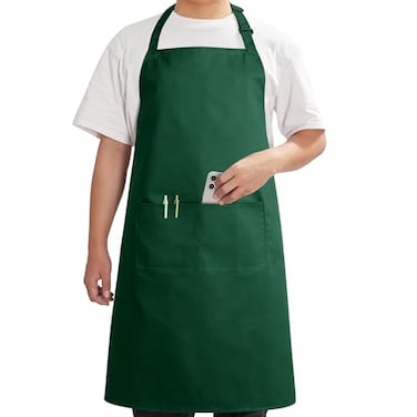 Syntus Chef Apron for Men Women Kitchen Cooking Apron with Pockets Adjustable Bib Aprons Stain Resistant 1 Pack Dark Green