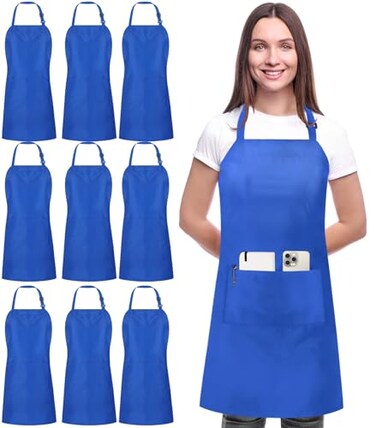 Utopia Kitchen 10 Pack Bib Apron Unisex Adjustable Aprons with 2 Pockets Waterdrop Resistant Cooking Kitchen Chef Apron for Men Women
