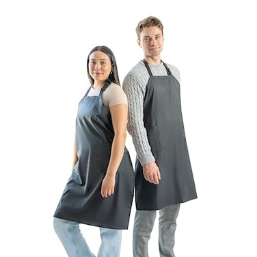 Ravill Waterproof Apron For Men and Women 2 Pockets Black 2 Pack 35 Multi Purpose Work Aprons for Dishwashing Dog Grooming Cleaning Heavy Duty Dishwasher Apron Water Resistant Kitchen Apron