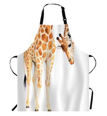 WONDERTIFY Funny Giraffe ApronWild Animal Watercolor Giraffe Brow White Bib Apron with Adjustable Neck for Men WomenSuitable for Home Kitchen Cooking Waitress Chef Grill Bistro Baking BBQ Apron