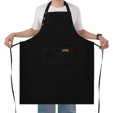 Yuubin Extra Large Aprons for Men Adjustable Button Bib Apron with 3 Pockets Chef Cooking Kitchen Aprons WomenWater Oil Resistant