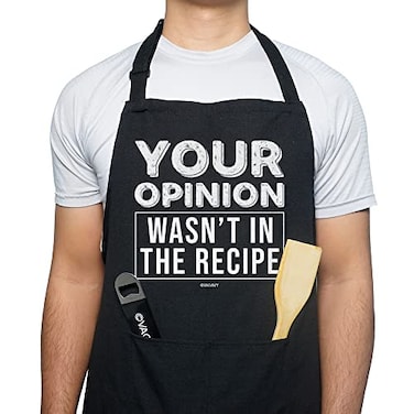 VAGAVY 100 Cotton Black Funny Aprons for Men Dad Husband Birthday Fathers Day Grilling Gifts for Papa Husband
