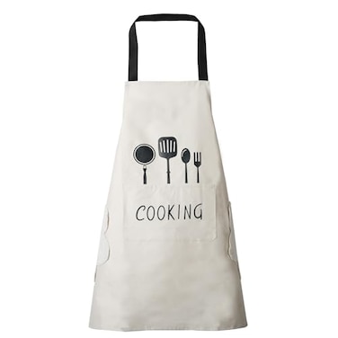 DILLMAN Women Kitchen Apron with Hand Wipe PocketsBig PocketHandwiping Waterproof for Cooking Baking WHITE