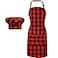 SATINIOR 2 Pcs Chef Costume for Women Men Chef Hat Apron Set for Adult Baker Apron Hat for Cooking CosplayRed BlackPlaid Style